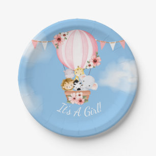 Hot Air Balloon Baby Girl Shower Paper Plate