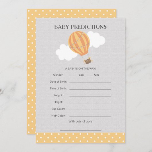 Hot Air Balloon Baby Predictions Card (Front/Back)