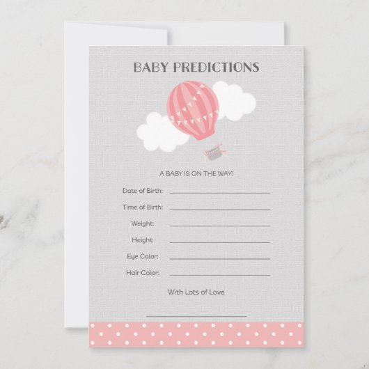 Hot Air Balloon Baby Predictions Card (Front)