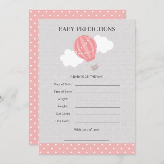 Hot Air Balloon Baby Predictions Card (Front/Back)