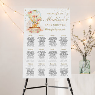 Hot Air Balloon Baby Shower Animals Seating Chart Foam Board