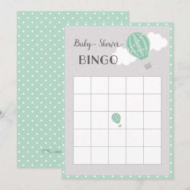 Hot Air Balloon Baby Shower Bingo Card (Front/Back)
