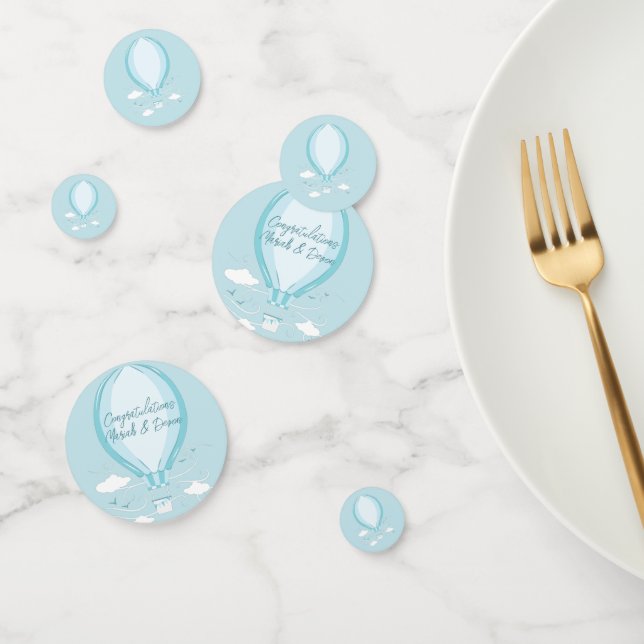 Hot Air Balloon Baby Shower Blue Confetti (Group)