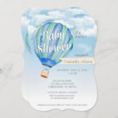 Hot Air Balloon Baby Shower - Blue & Green Boy Invitation (Front/Back)