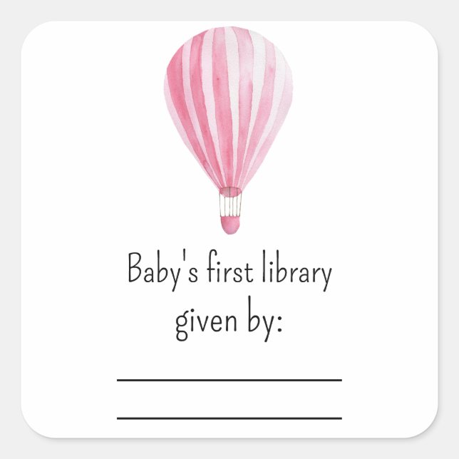 Hot air balloon - baby shower bookplate (Front)