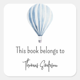 Hot air balloon baby shower bookplate