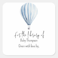 Hot air balloon - baby shower bookplate