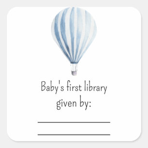 Hot air balloon - baby shower bookplate