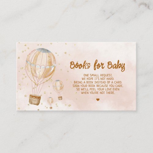 Hot Air Balloon Baby Shower Books For Baby Enclosure Card