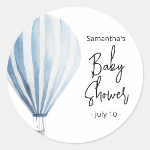 Hot air balloon - baby shower classic round sticker