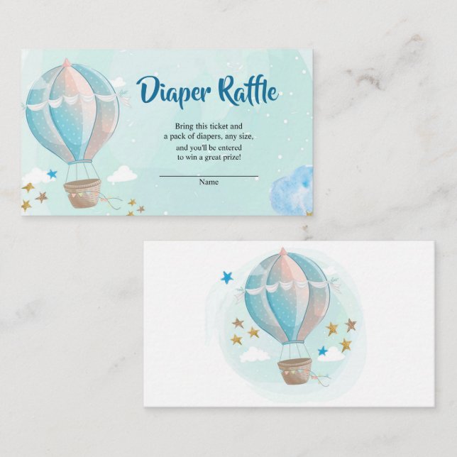Hot Air Balloon Baby Shower Diaper Raffle Enclosure Card (Front/Back)