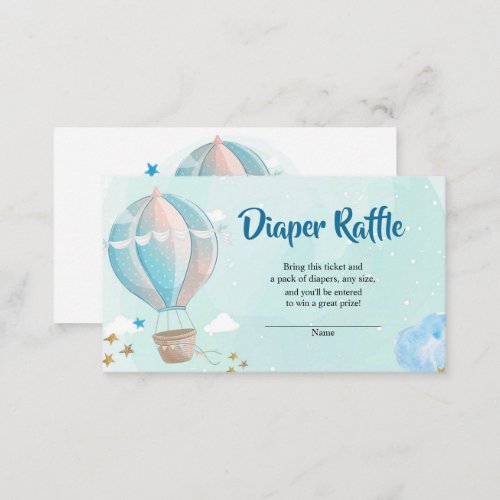 Hot Air Balloon Baby Shower Diaper Raffle Enclosure Card