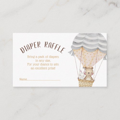 Hot Air Balloon Baby Shower Diaper Raffle Enclosure Card