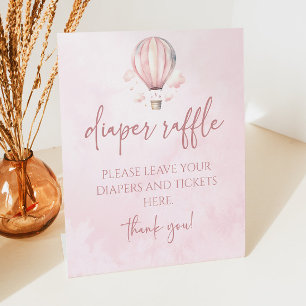 Hot Air Balloon Baby Shower Diaper Raffle Pedestal Sign