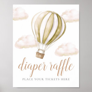 Hot Air Balloon Baby Shower Diaper Raffle Sign