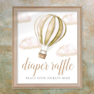 Hot Air Balloon Baby Shower Diaper Raffle Sign
