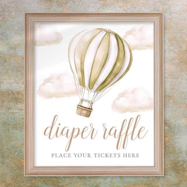 Hot Air Balloon Baby Shower Diaper Raffle Sign (Hot Air Balloon Baby Shower Diaper Raffle Sign)