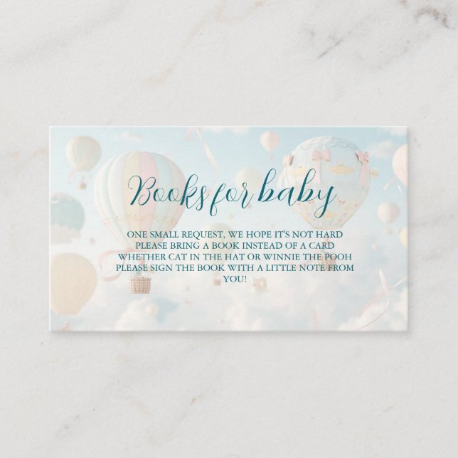 Hot air balloon Baby shower Enclosure Card (Front)