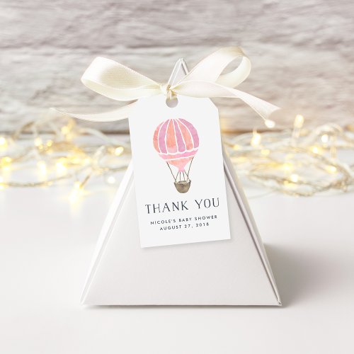 Hot Air Balloon Baby Shower Favor Tags  Pink