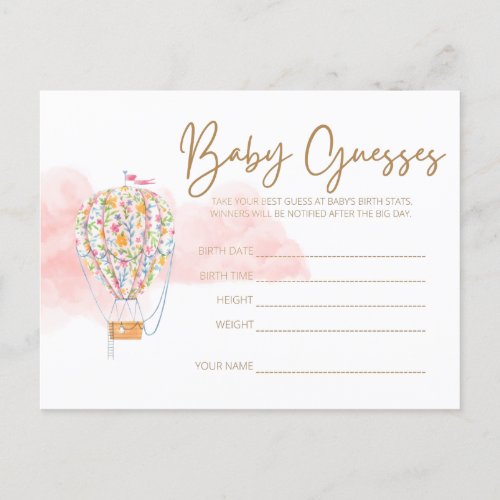 Hot Air Balloon Baby Shower Guessing Game Postcard