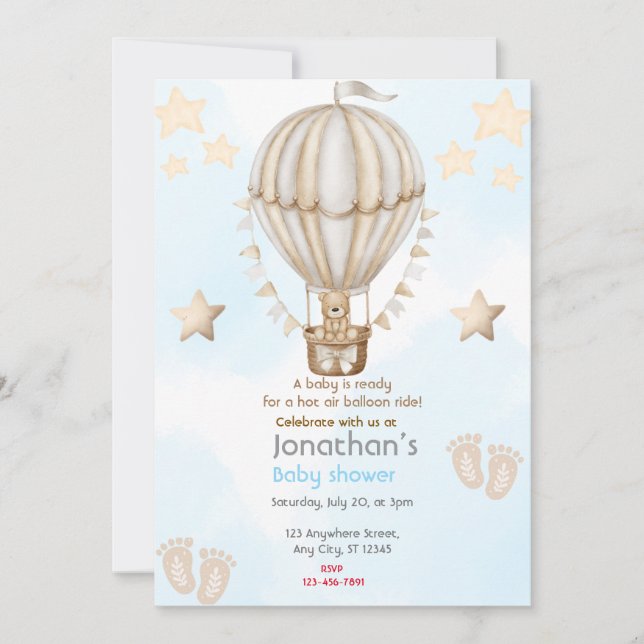 Hot Air Balloon Baby Shower Invitation (Front)