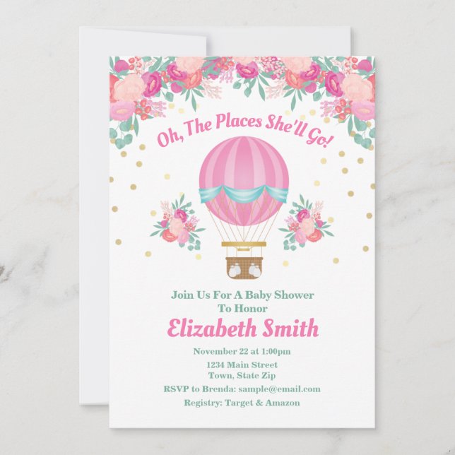 Hot Air Balloon Baby Shower Invitation (Front)