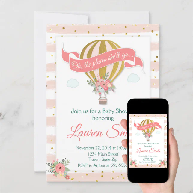 Hot Air Balloon Baby Shower Invitation | Zazzle