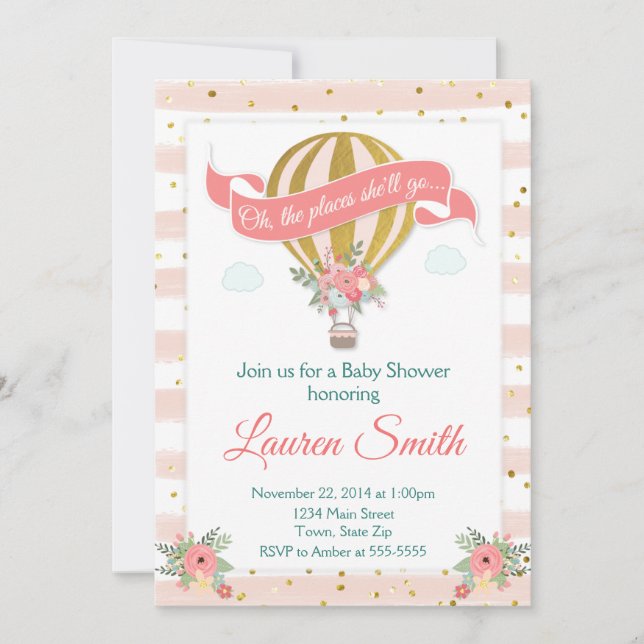 Hot Air Balloon Baby Shower Invitation (Front)