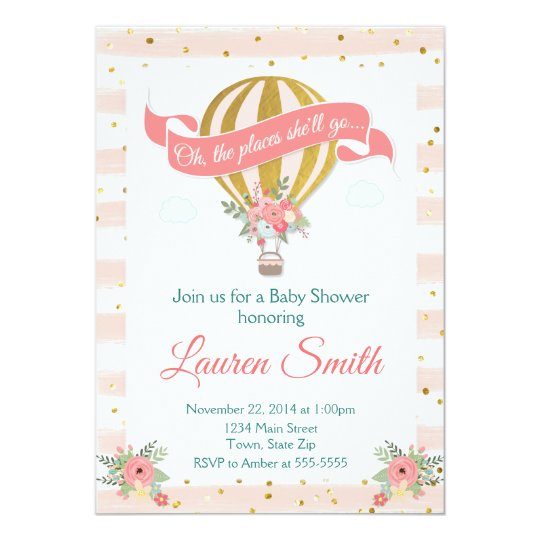 Hot Air Balloon Baby Shower Invitation
