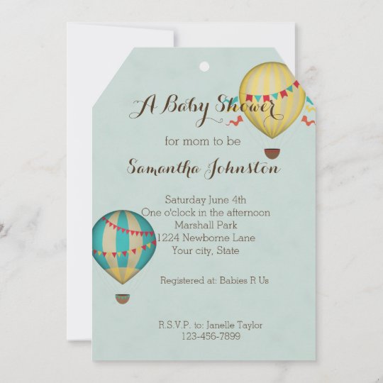 Hot Air Balloon Baby Shower Invitation