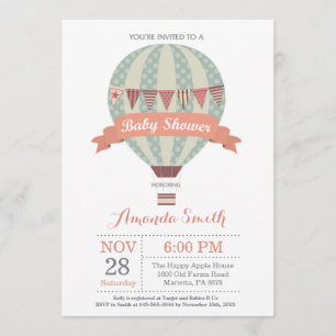 Hot Air Balloon Baby Shower Invitation