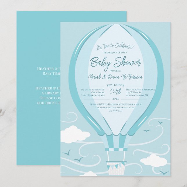Hot Air Balloon Baby Shower Invitation (Front/Back)