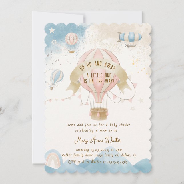 Hot Air Balloon Baby Shower Invitation (Front)
