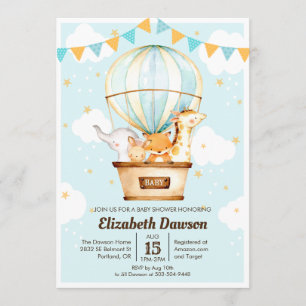 Hot Air Balloon Baby Shower Invitation