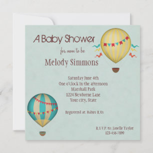 Hot Air Balloon Baby Shower Invitation