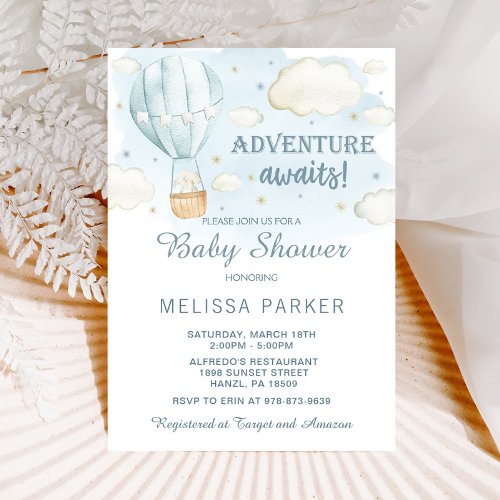 Hot Air Balloon Baby Shower Invitation