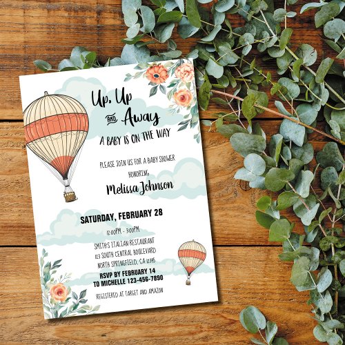 Hot Air Balloon Baby Shower Invitation