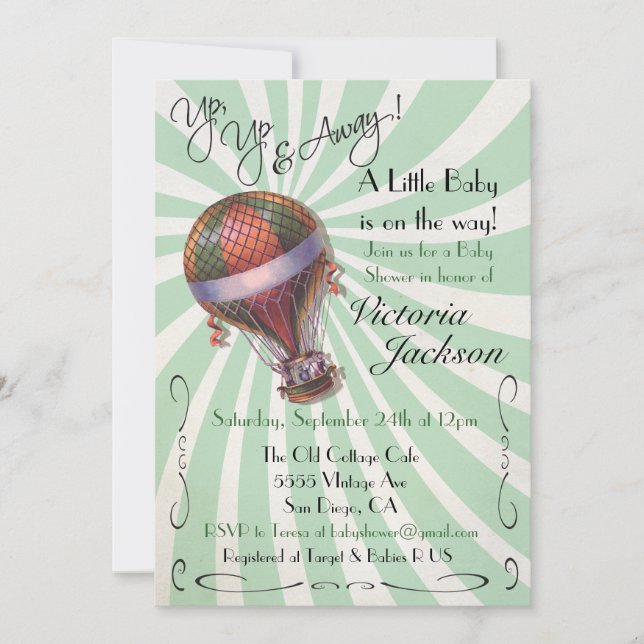Hot air balloon Baby Shower Invitation (Front)
