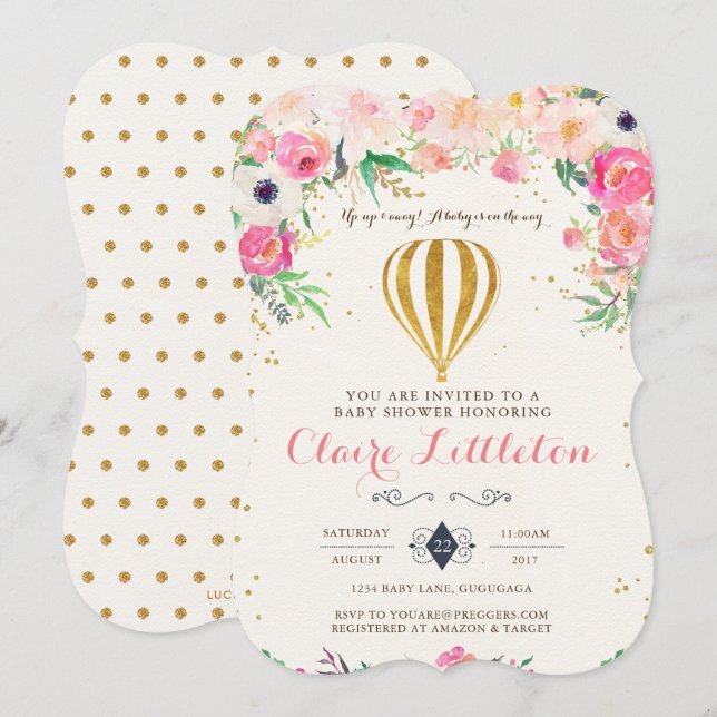 Hot Air Balloon Baby Shower Invitation (Front/Back)