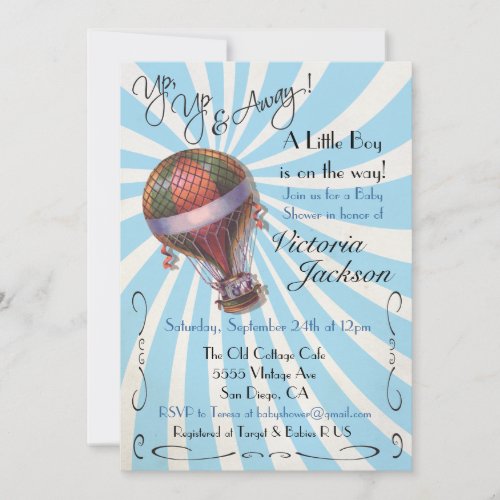 Hot air balloon Baby Shower Invitation