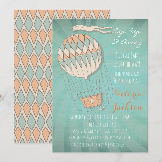 Hot air balloon Baby Shower Invitation (Front/Back)