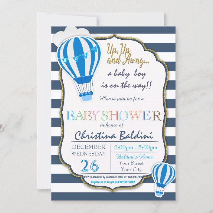 Hot Air Balloon Baby Shower Invitation Zazzle