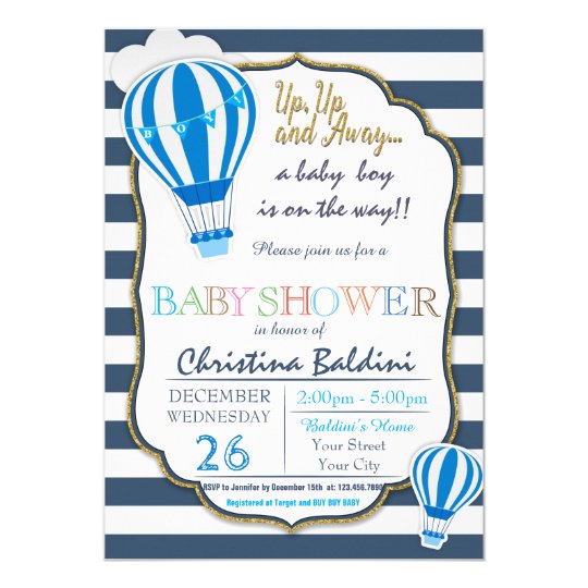 Hot Air Balloon Baby Shower Invitation