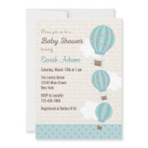 Hot Air Balloon Baby Shower Invitation (Blue)