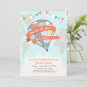 Hot air balloon baby shower invitation Blue Boy (Standing Front)
