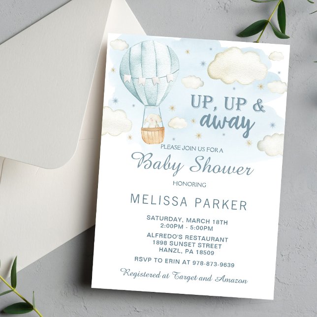 Hot Air Balloon Baby Shower Invitation | Blue Sky  (Creator Uploaded)