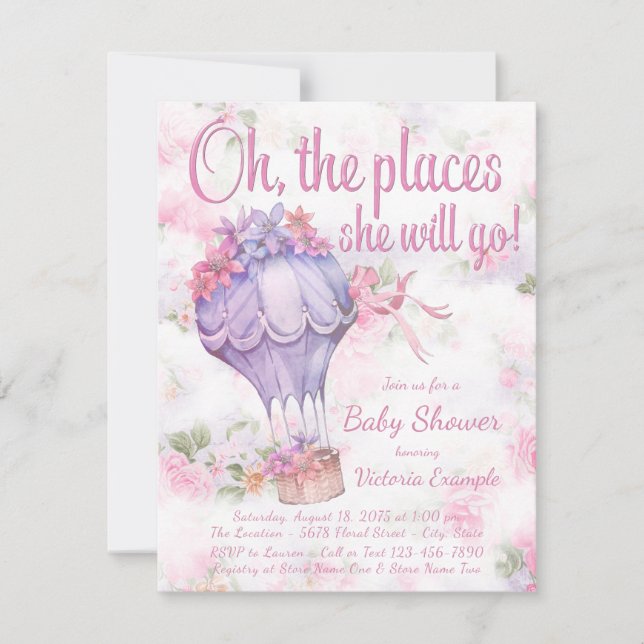 Hot Air Balloon Baby Shower Invitations (Front)