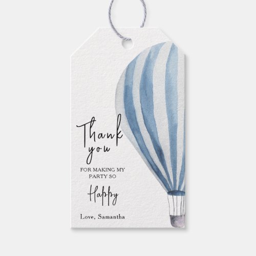 Hot air balloon Baby Shower or Birthday Thank you Gift Tags