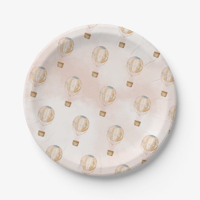 Hot Air Balloon Baby Shower  Paper Plates (Front)