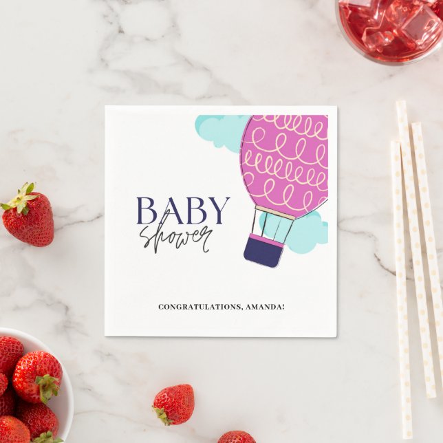 Hot Air Balloon Baby Shower Party Napkins (Insitu)